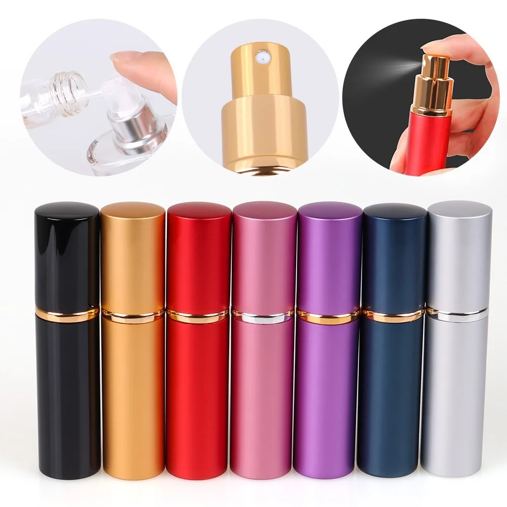 

Empty Perfume Glass Bottle Portable 10ml Aluminum Refillable Perfume Bottling Perfume Atomizer Travel