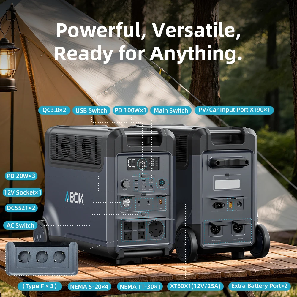 High-Efficiency Deltapro3600W/3840Wh Solar Portable Power Stations Vehicle Home Energy Storage System Pure Sine Wave MPPT Car