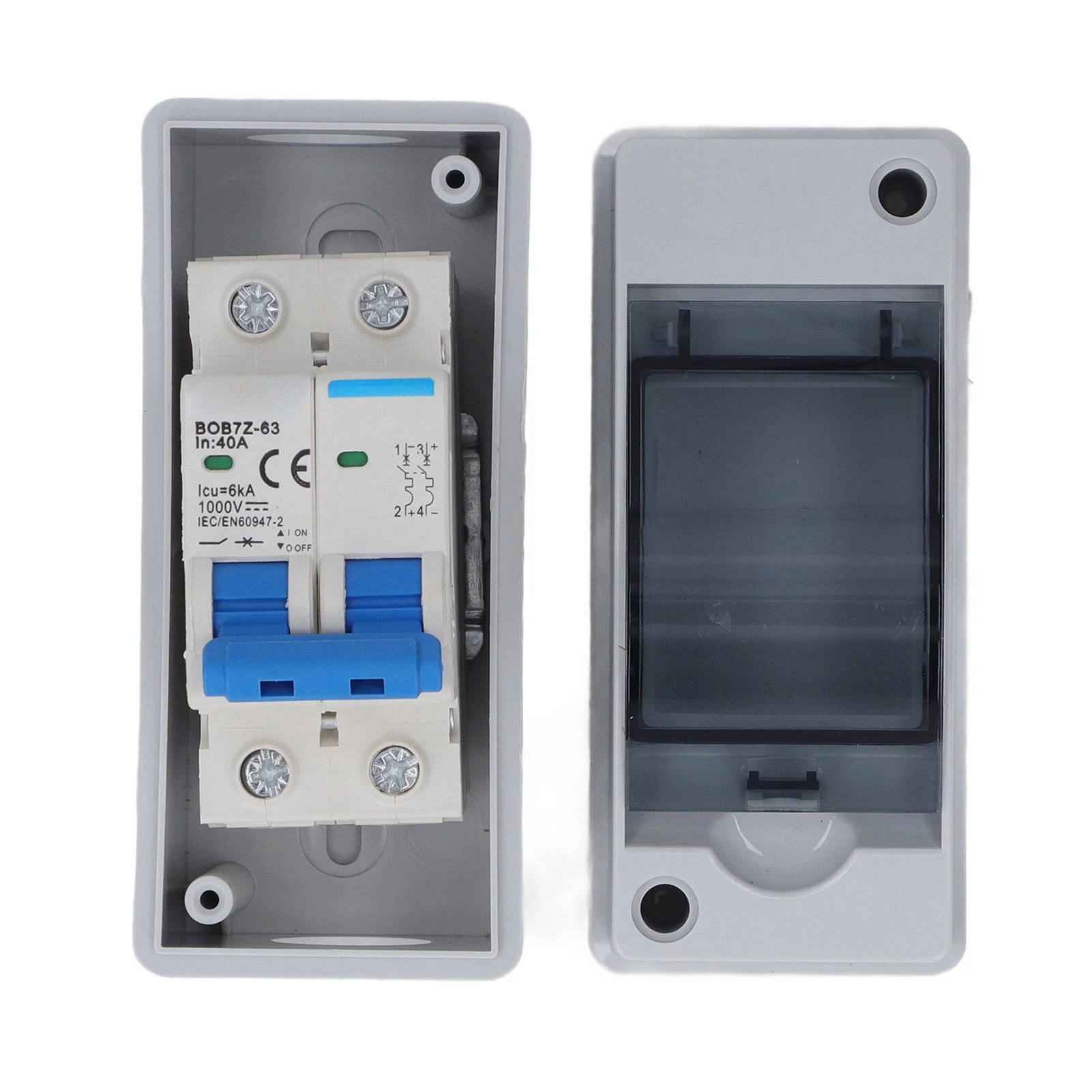 DC Disconnect Switch 40A Protective Transparent Cover Miniature Circuit Breaker with IP65 Distribution Box 1000V Circuit Breaker