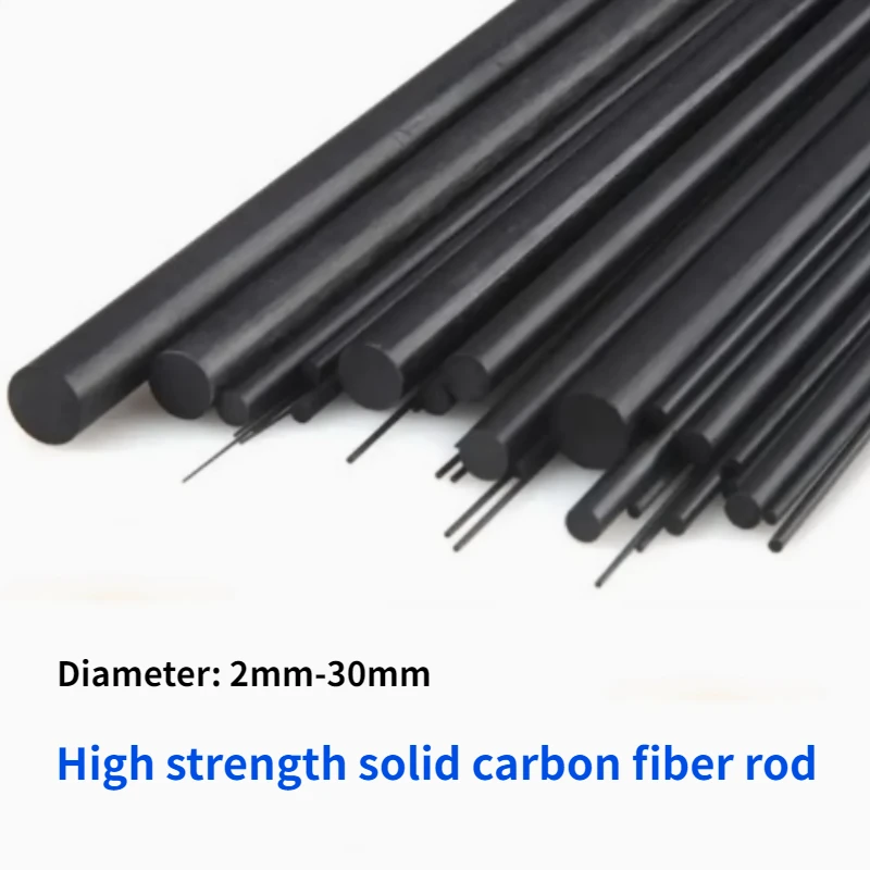 1/2/5pcs Imported High-strength Carbon Fiber Solid Rods Diameter 2mm-30mm Cylindrical Carbon Shaft for RC Models or DIY