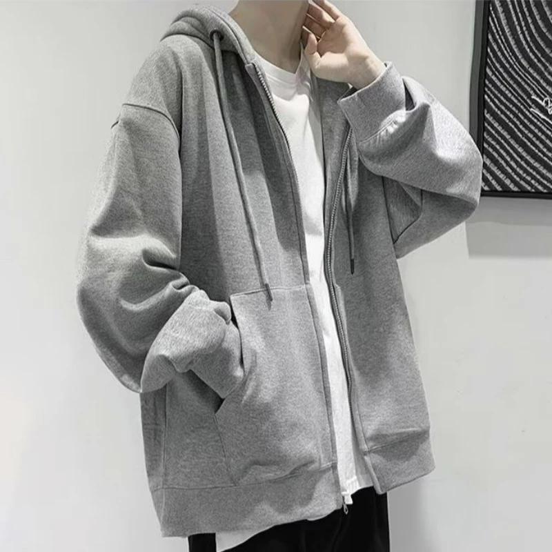 Spring and Autumn Loose Thin Jacket Casual Top Hoodie Cardigan Men's Winter American Sportswear Men's Sweatshirt