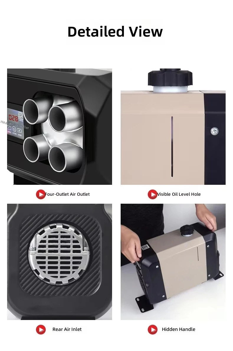 40dB Ultra Silent All in One Air Heater 5KW 8KW 12V 24V with Overheat Protection for Light Truck Camper Van OEM Available