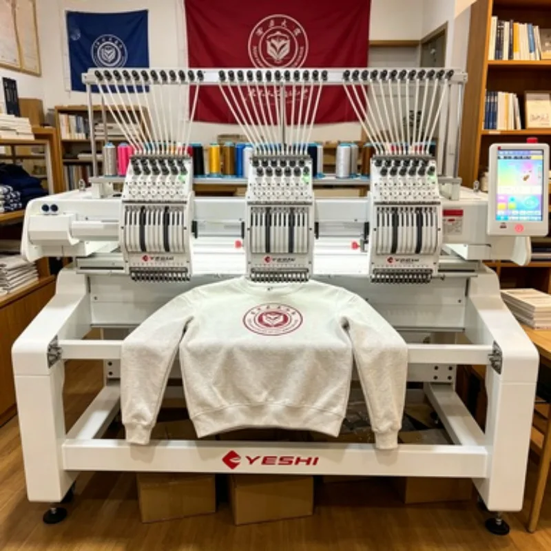 Industrial Cap Embroidery System 3 Heads 15 Needles Computerized Embroidery Machinery with Remote Screen