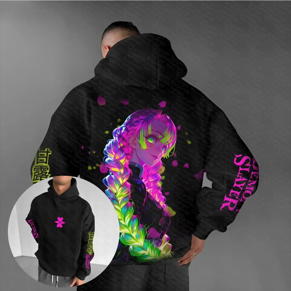Hoodie Mannen Vrouwen Sweatshirt Demon Slayer Print Unisex Los Oversize Streetwear Cosplay Grafische Jas Herfst Winter Trendy Nieuw
