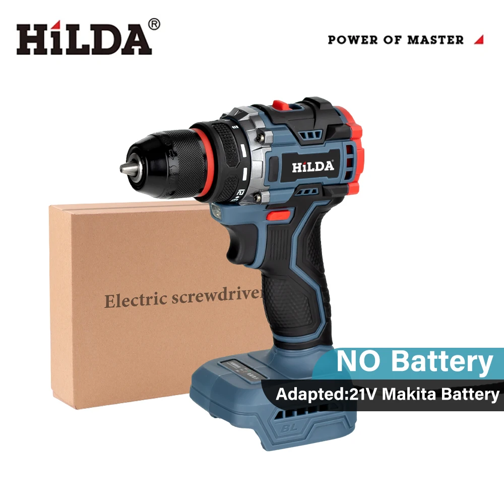 HILDA High-Power Cordless Brushless Portable Drill - Strong Torque, Variable Speed for DIY & Professional Use(No Battery)