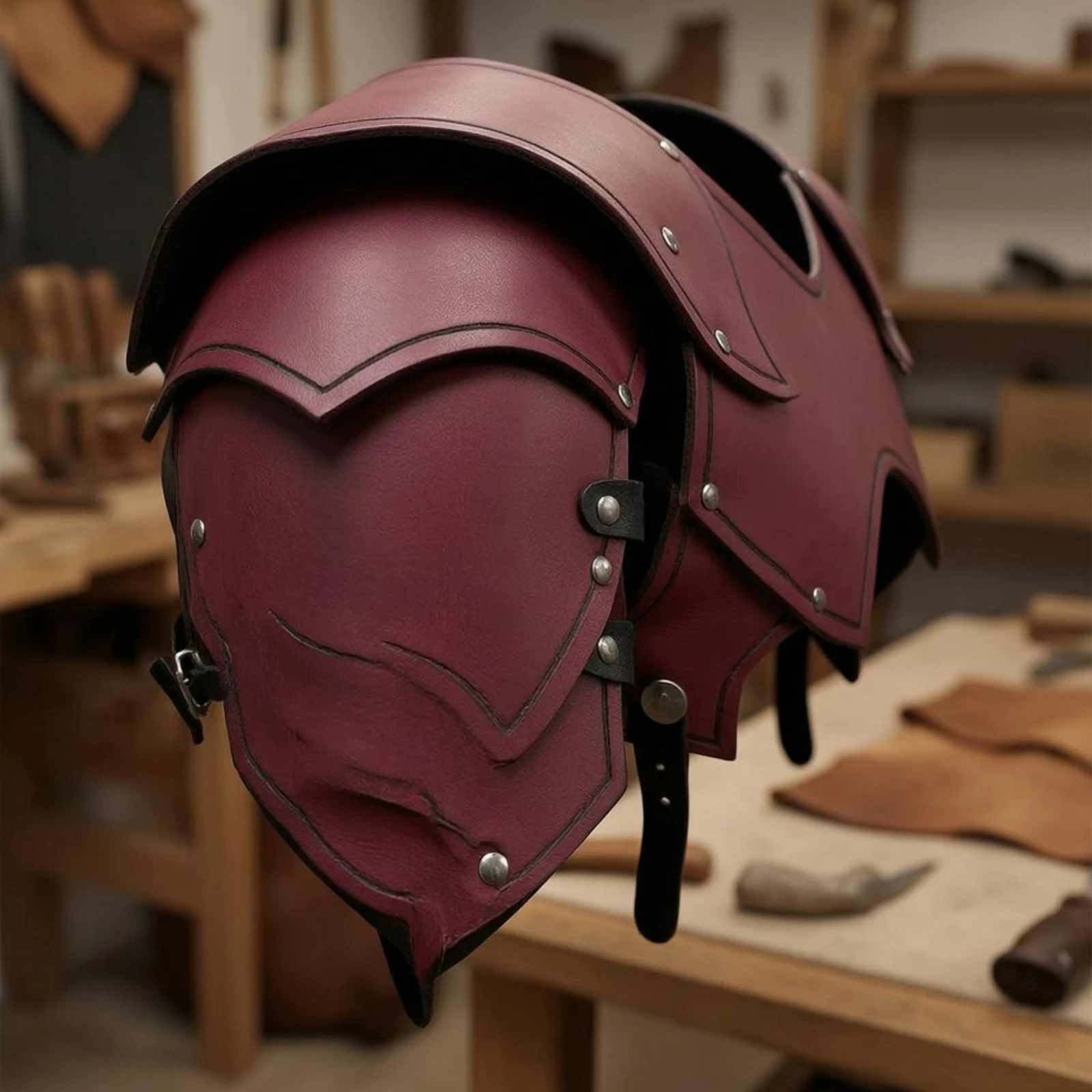 Cosplay Protective Gear Leather-Like Medieval Chest Protective Gear Historical Costume Riveted Trim Dress-up Gear Display Piece 6