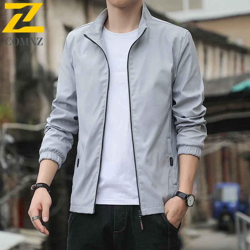 COMXZ 2025 Mens Casual Jacket Spring Autumn American Style Loose Fit Waterproof Plus Size Outdoor Sports Lightweight Hiking Coat