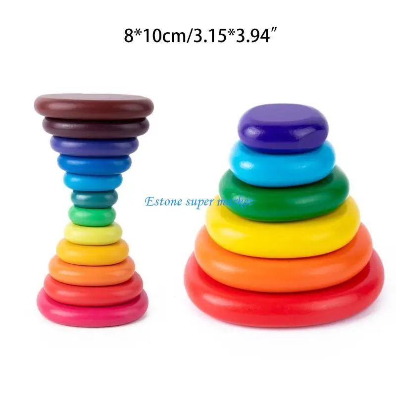 090B Cân bằng cầu vồng Phố Gỗ Stacking Stone Tay tọa độ đồ chơi TOPPLE XUỐNG GIỚI THIỆU Trẻ