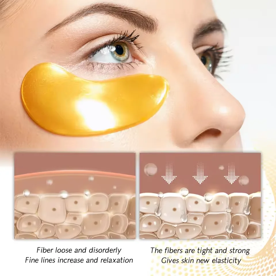 Masque pour les yeux au collagène d'or 24 carats, anti-déformable, estompe les lignes fines, élimine les poches sous les yeux, les cernes, les granulés de graisse, hydratant, soins pour la peau