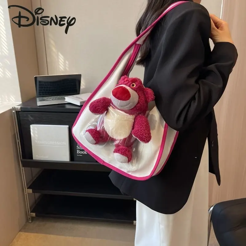 Disney Strawberry Bear New Handbag Fashionable Large Capacity Handbag Cartoon Multi Functional Environmental Shopping Bag