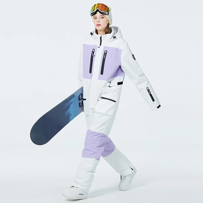 New Fashion One-Piece Ski Suit Men Women Winter Windproof Waterproof Skiing Jumpsuit Snowboarding Suits Female Snow Costumes