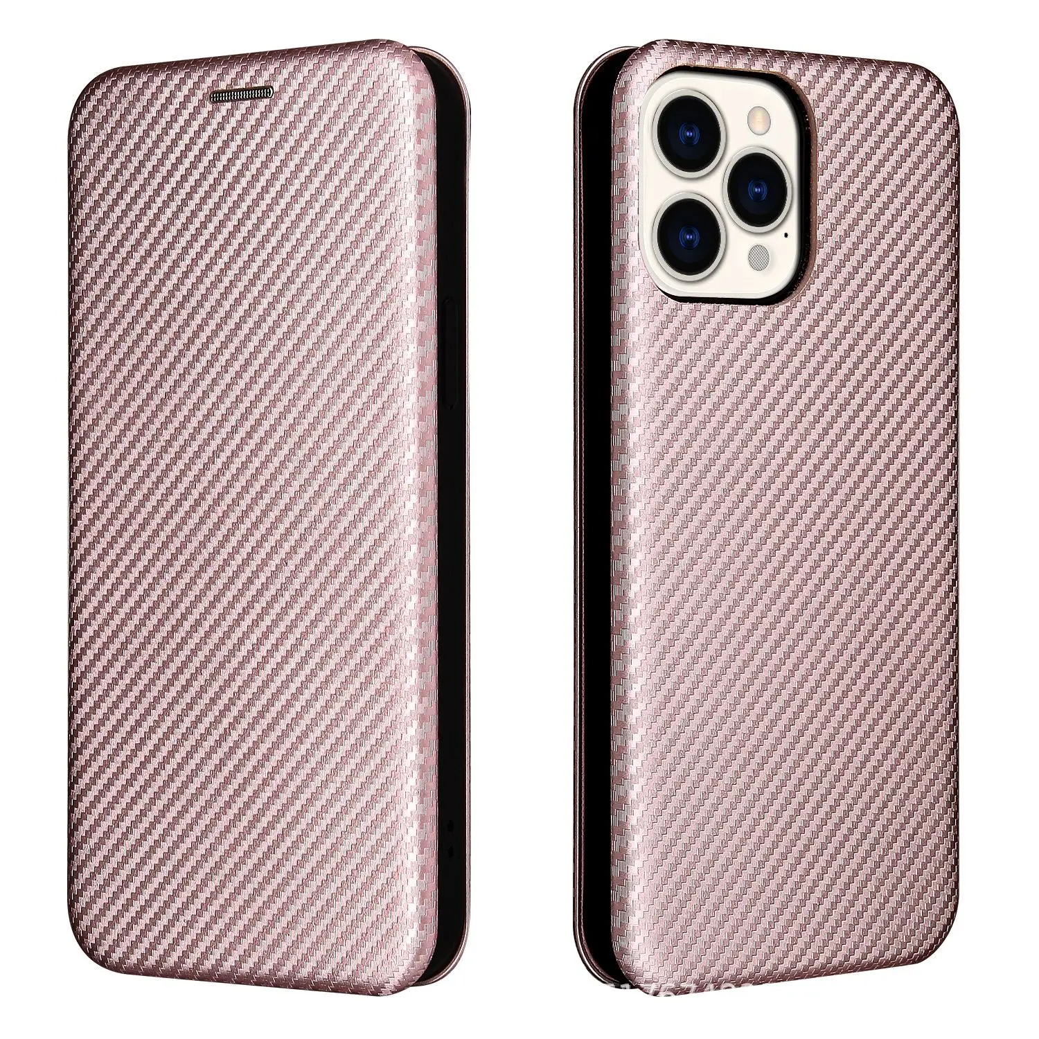 

For iPhone13 Pro Case Carbon Fiber Flip Magnet Stand Holder Card Slot Shockproof Cover Capa Funda coque