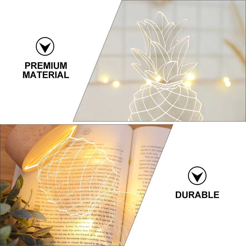 

1pc Pineapple Night Light Durable Desktop Lamp Decorative Home Bedroom Lighting Wood Base Unique Luminous Ornament