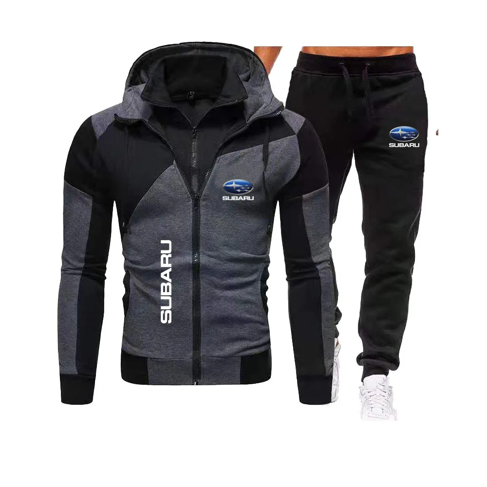 

Men's SUBARU popular sports splicing jacket set hooded cardigan sweatshirt jacket set men's fashion set