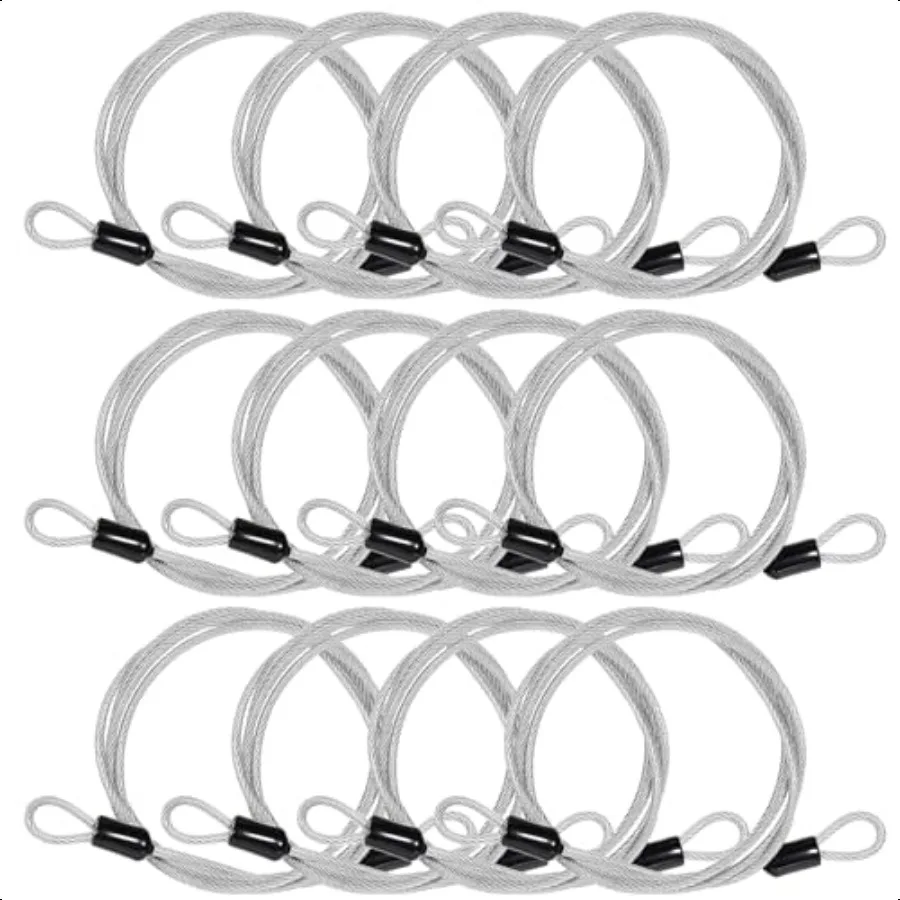 

12 шт. защитный трос, безопасный провод, 1,2 м, 47 дюймов, плетеная виниловая крышка, стальной трос с покрытием и петлями, противоугонный велосипед, большой проводной замок f