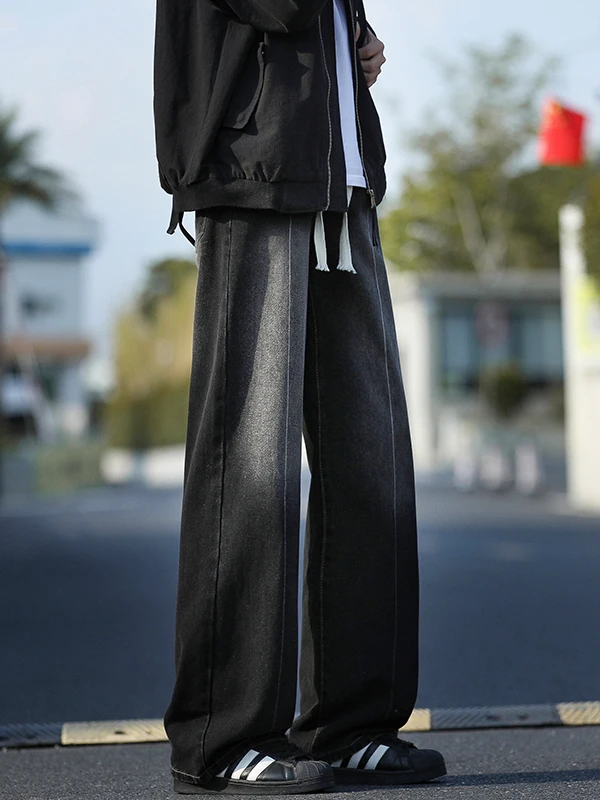 

Retro Washed Gradient Straight Leg Men's Jeans Casual Loose Wide Leg Spring New Style American Brand Long Pants