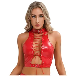 Womens Sexy Lingerie Set Glossy Wet-look Patent Leather Bra Top+High Waist Zipper Crotch Frilly Briefs Underwear Dance Clubwear