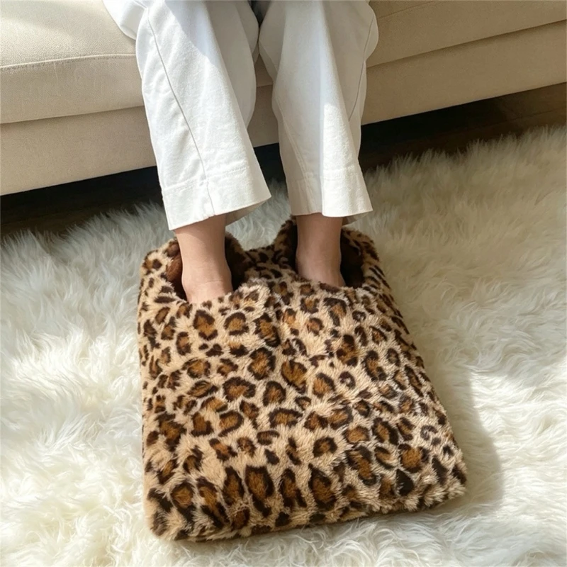USB Electric Heated Foot Warmer with 3 Heat Level and 3 Timer Setting, Furry Feet Heating Pad for Bed, Under Desk, Home 87HA