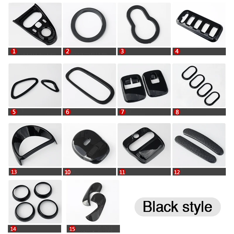 Car Interior Exterior Decoration Protective Cover ABS Black Sticker For Mercedes Smart Fortwo Forfour 453 Modified Accessories