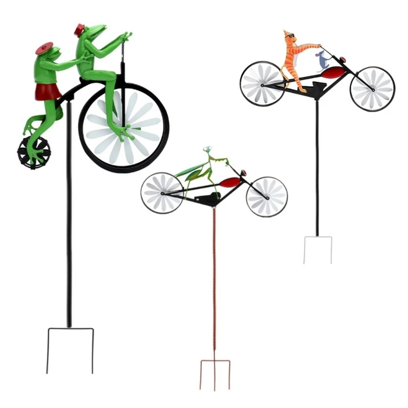 

Frogs Bike Sculptures Fast delivery Handmade Metal Wind Spinner with Frogs Vintage Garden Statues Figurines