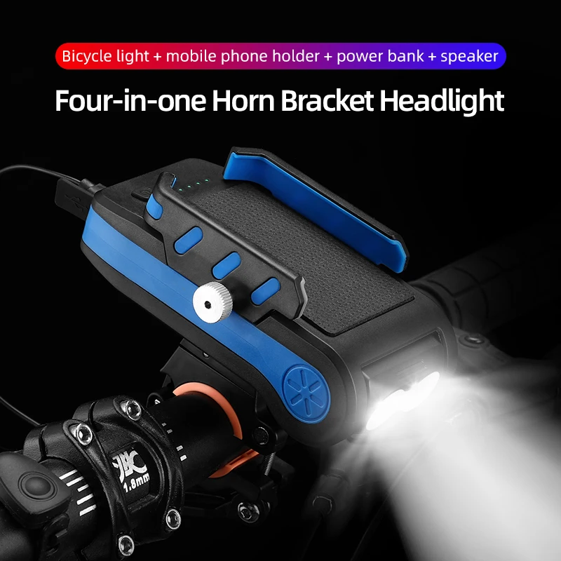 

Cycling USB high light headlights, mobile phone charging bracket, speaker, four in one multifunctional night riding light