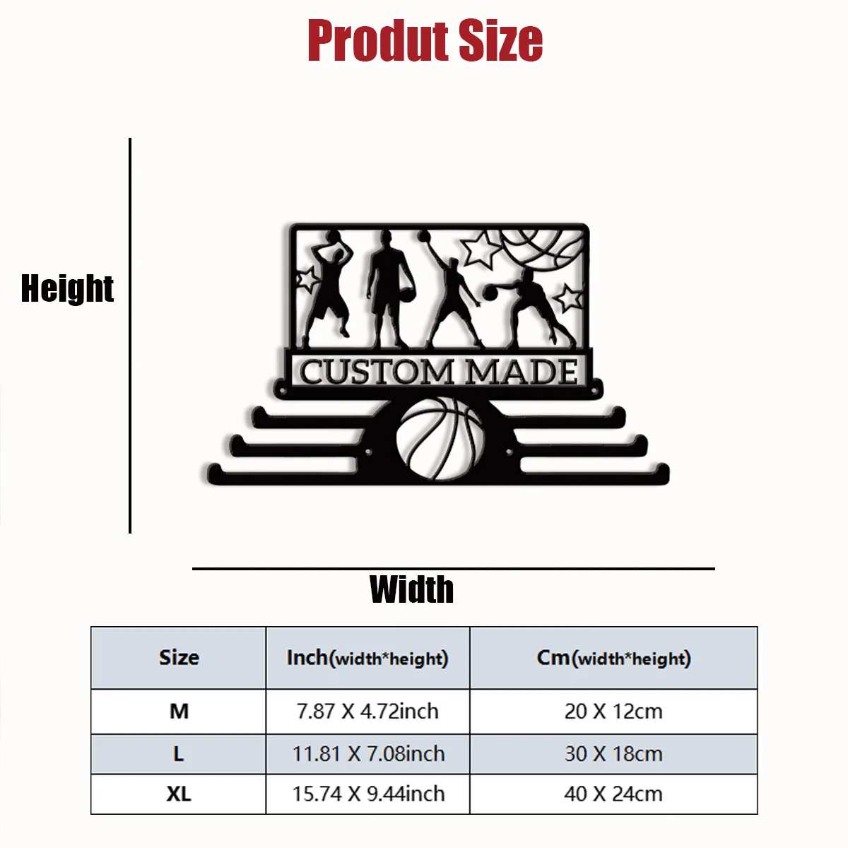 A minimalist style customization basketball enthusiast Wall mounted trophy display rack, advanced metal adjustable hook, sports