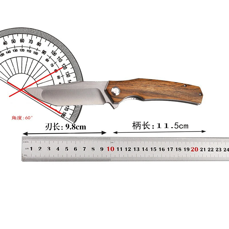 

D2 Steel Sheet Gold Sandalwood Handle Folding Knife Outdoor Hunting Defensive Camping Hiking Fishing Portable Tool Knife