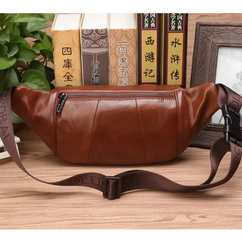 Imagem -05 - Bolsa de Ombro de Couro Genuíno para Homens Bolsa Masculina Bolsas de Couro Reais Cinto Transversal Fanny Hip Corpo