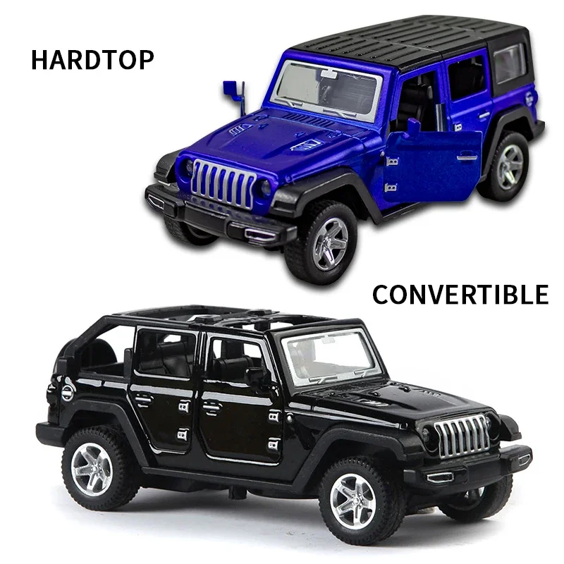 (bagged)1:36 Alloy JEEPS Wrangler Car Model Simulation Off-road Vehicle Pull Back Car Ornaments Collection Toys For Boy Children