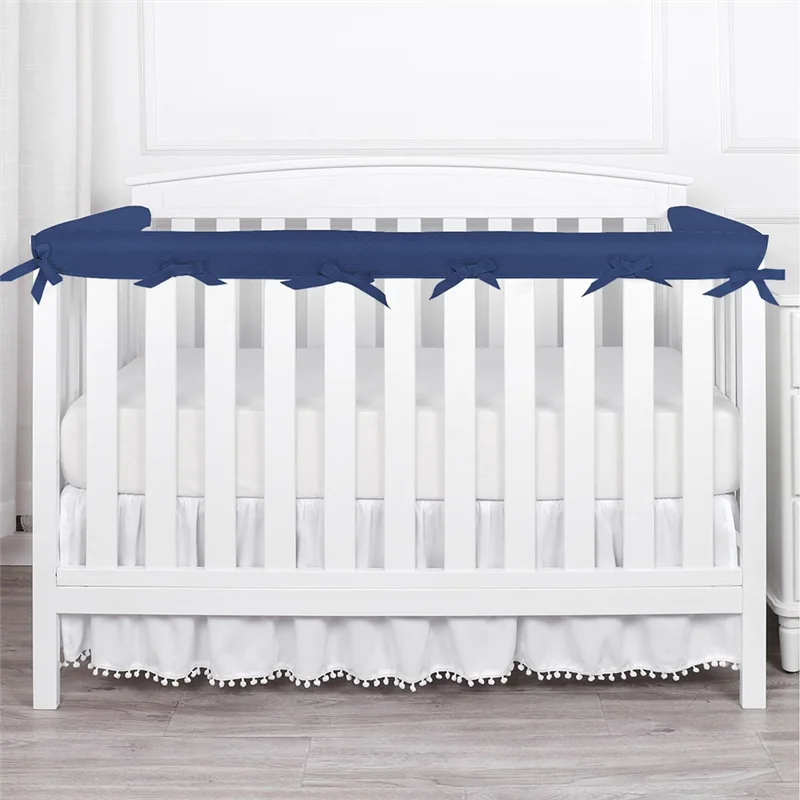 BMBY-Crib Rail Covers For Teething, Soft Mesh Edge Protectors Corner Guard Coverage Straps For Full Size Cribs