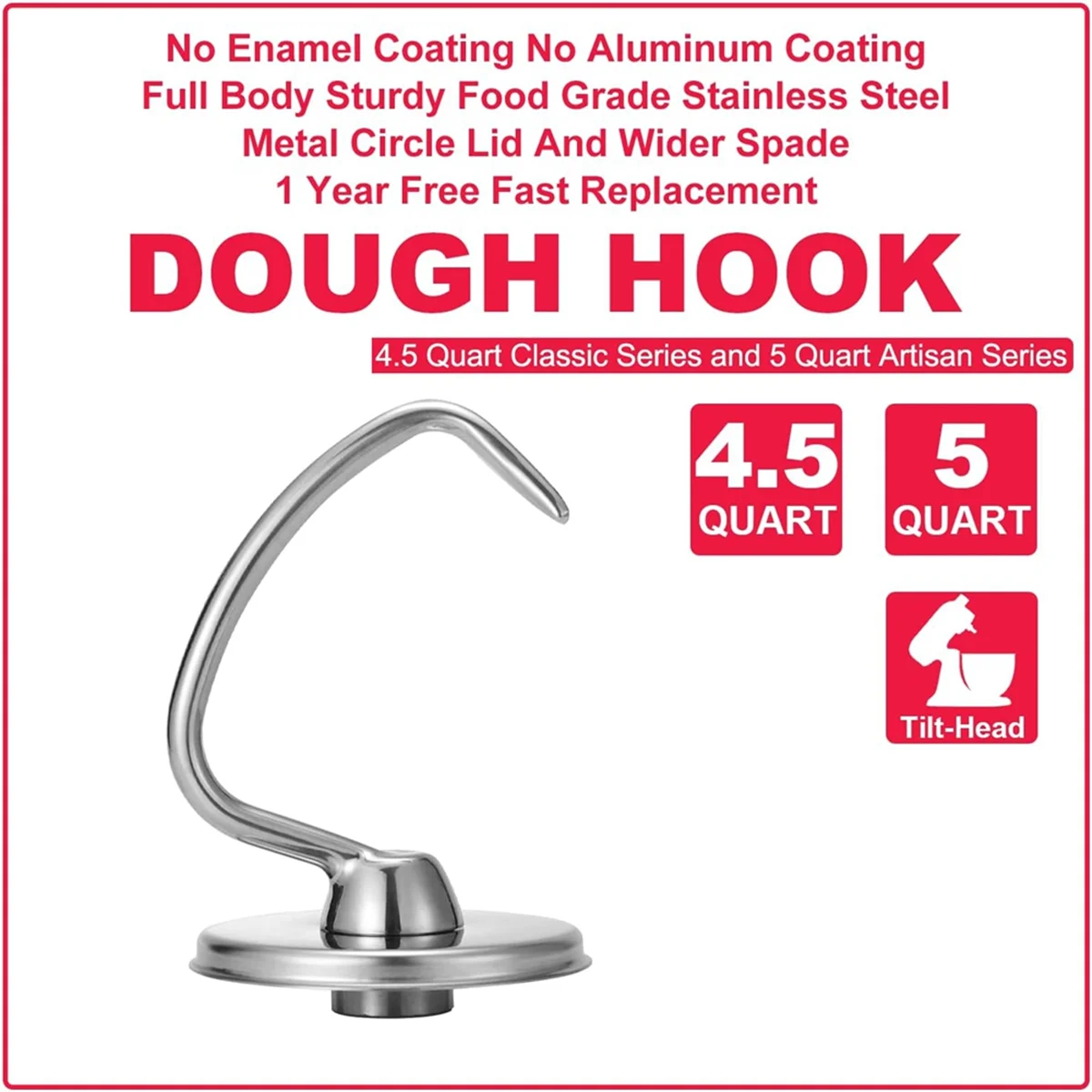เครื่องผสมอุปกรณ์เสริม K45WW แส้ลวด K45DH Dough Hook สิ่งที่แนบมาสําหรับ 4.5-5Q สําหรับ Kitchenaid Tilt-Head Stand Mixer สิ่งที่แนบมา