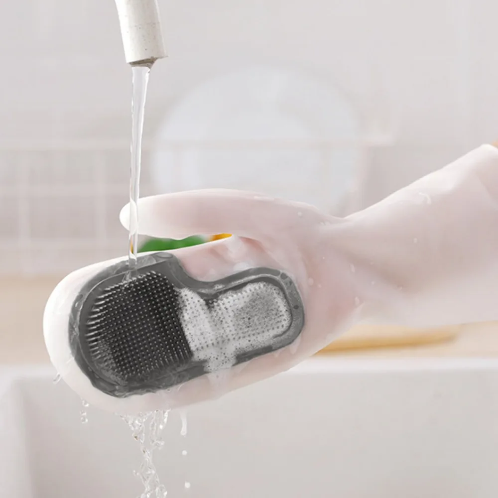 1 Pair Durable Waterproof Dishwashing Gloves Insulated Lining Non-Slip Cleaning Scrubbing Gloves Kitchen Cleaning Gloves Kitchen