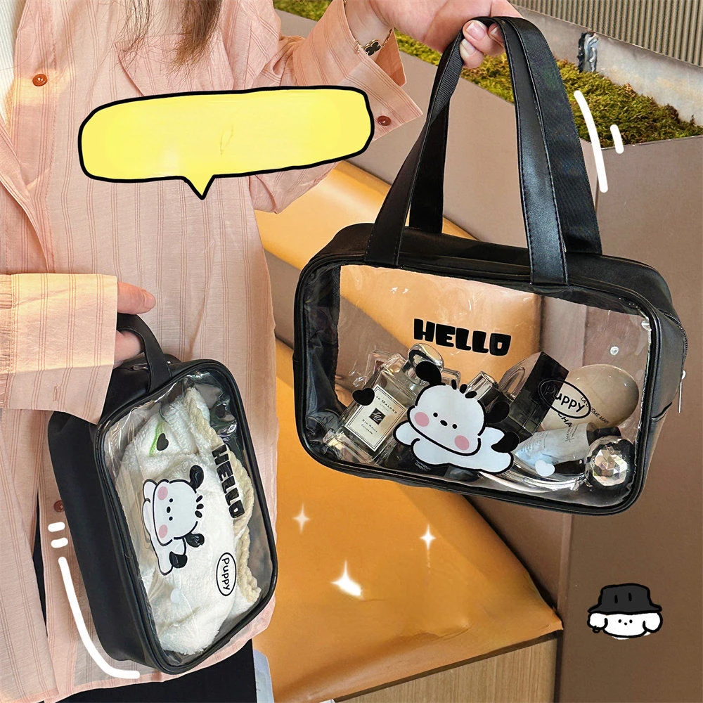 Cute Cartoon Transparent PVC Waterproof Pencil Case Storage Bags Student Stationery School Supplies Tote Bag Make Up Bag