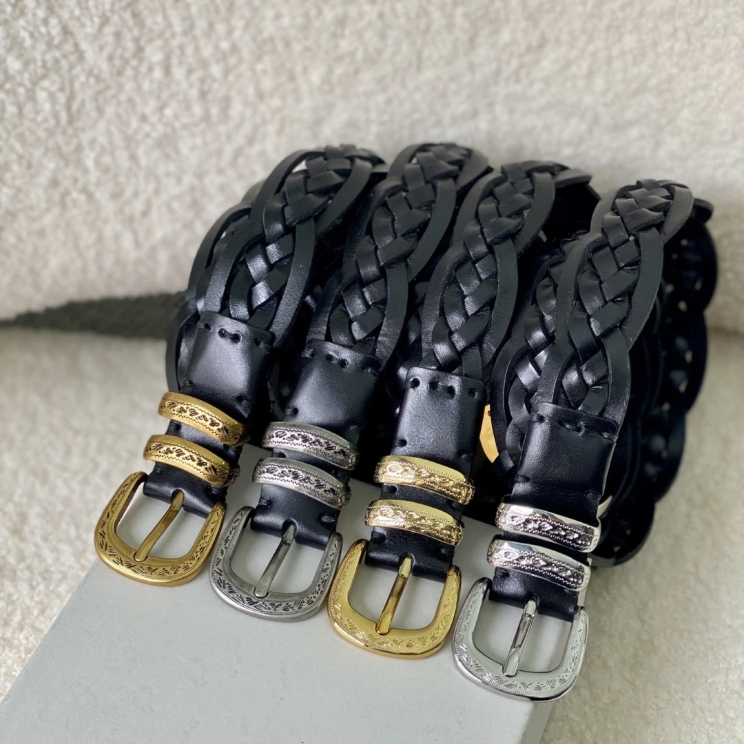 ニードルバックルベルト 2025 高品質牛革使用手織りユニセックス高級品デザイナーメンズ女性セインチュールパターン 3CMa