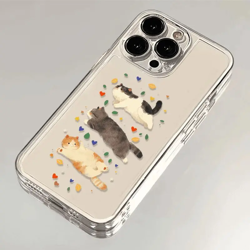 Coque de téléphone transparente chaton dessin animé, étui pare-chocs souple en TPU Transparent pour IPhone 16 15 14 13 12 11 17 Pro Max IPhone 16 15 14 Plus