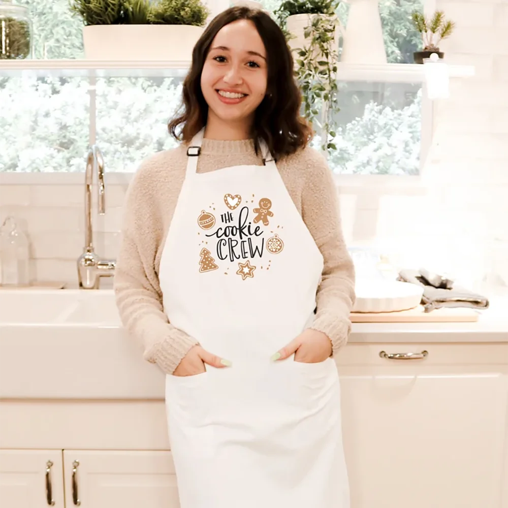 

Personalized Christmas Apron Women Cookie Crew Apron Holiday Baking Cooking Kitchen Decor Adults Men Family Friends Holiday Gift