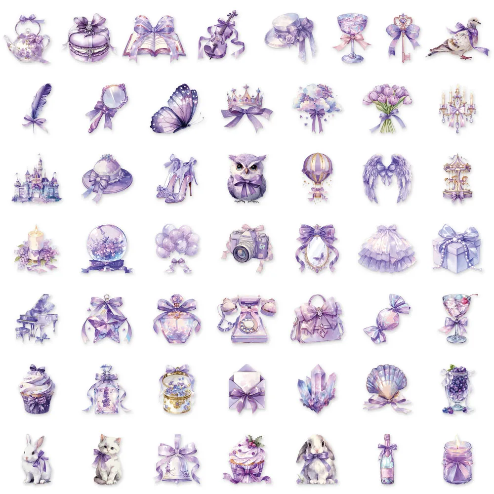 50 قطعة من ملصقات الكتابة على الجدران لتزيين الأحلام الأرجوانية، ملصقات مقاومة للماء لدفتر الأمتعة والدراجات النارية والحيوانات الأليفة