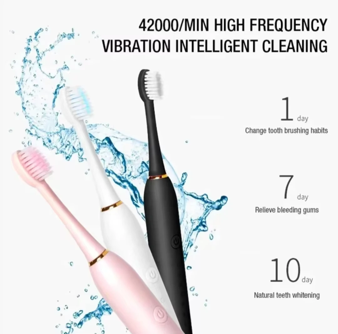 escova-de-dentes-eletrica-sonica-para-adultos-ipx7-a-prova-d'agua-recarregavel-por-usb-6-modos-4-cabecas-de-escova-estojo-de-viagem-multicolorido