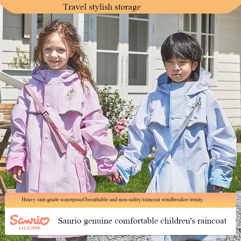 

Children's raincoat Sanrio Big Ear Dog Kulomi Melody Primary School Students' Raincoat Boys and Girls with School Bags