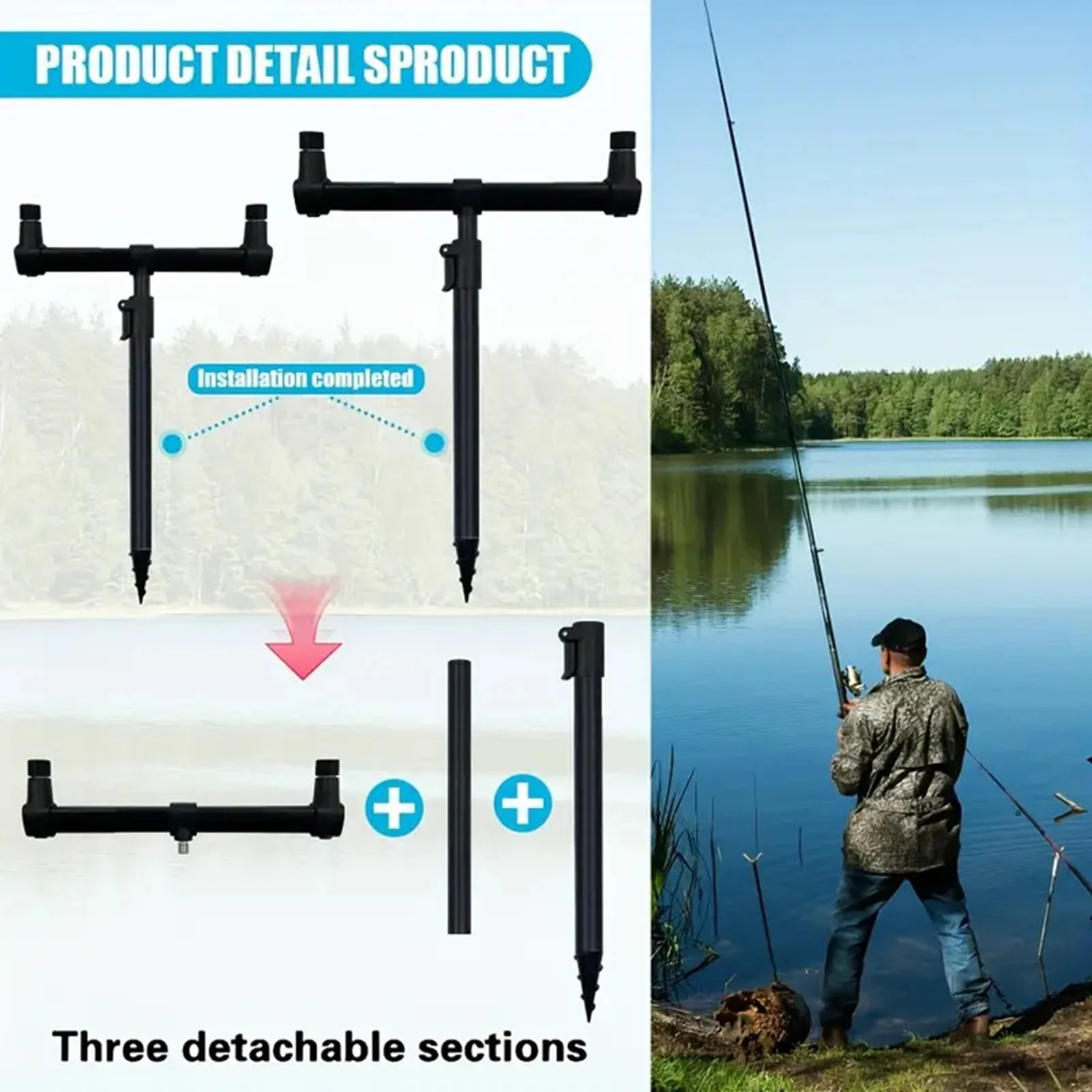 

50/70cm Adjustable Fishing Rod Support Portable Ultralight Aluminum Alloy Fish Pole Bracket Practical Fishing Rod Ground Plug In