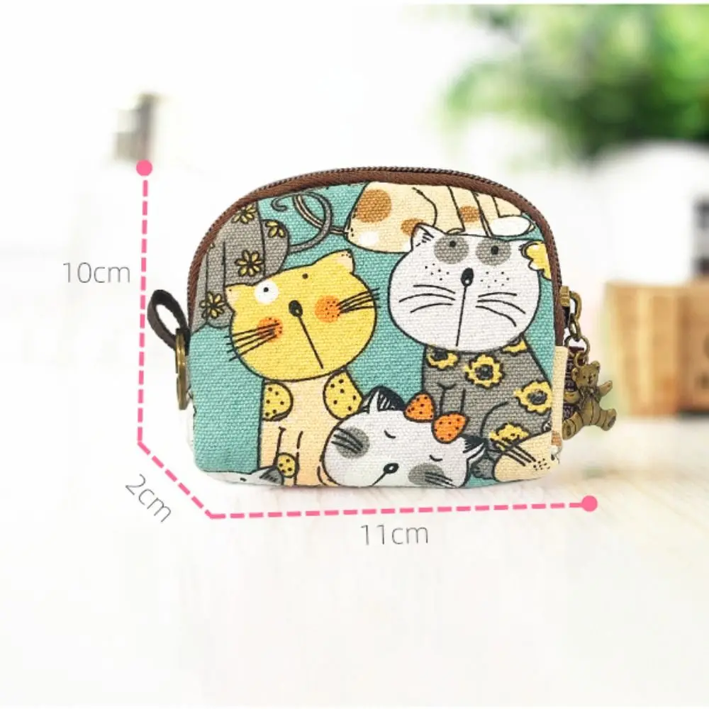 جديد خمر محفظة نسائية للعملات المعدنية الكرتون نمط قماش محفظة صغيرة دائم تغيير المال المنظمون للنساء الفتيات