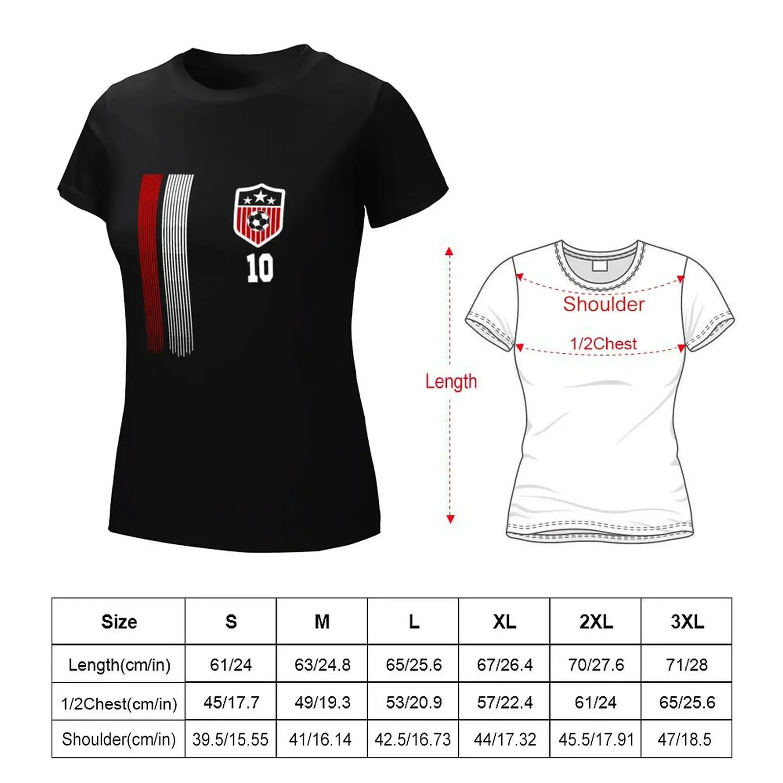 USA Women Soccer T Shirt #10 Carli Lloyd American Flag T-Shirt kawaii clothes Short sleeve tee T-shirts for Women