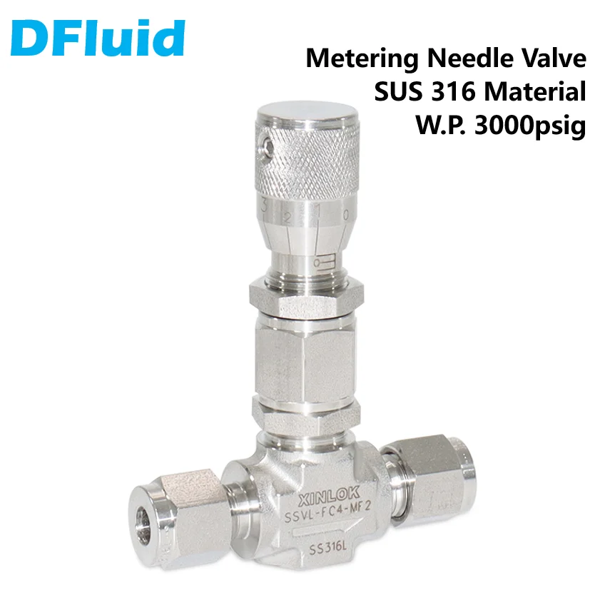 Stainless Steel 316 Metering Needle Valve Flow Regulating 3000psig 1/8