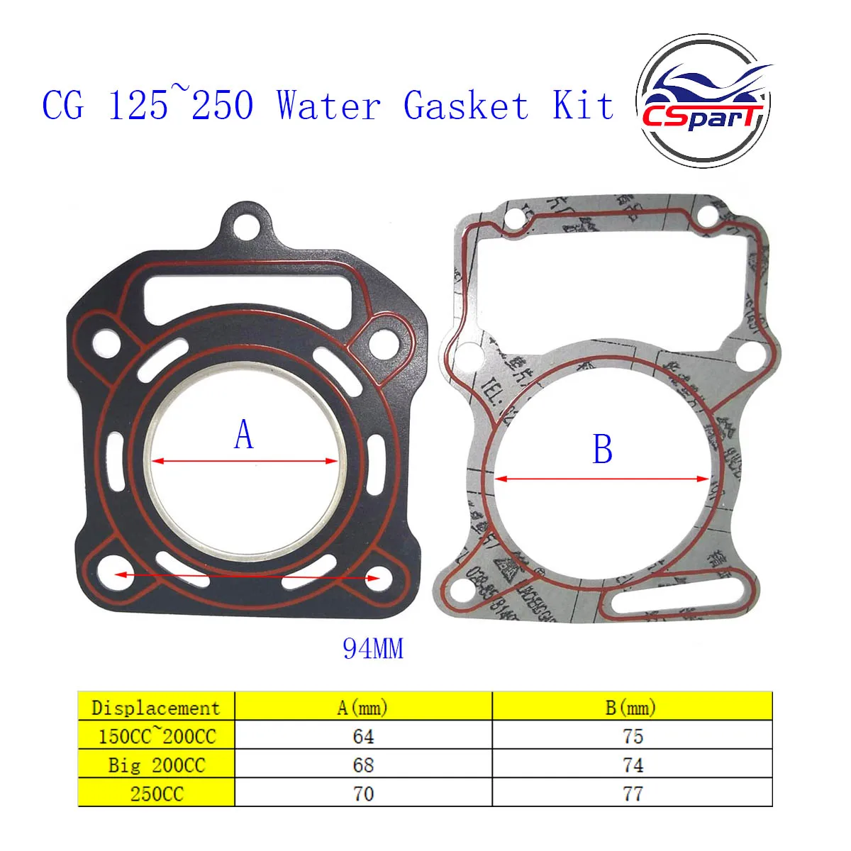 63.5mm 67mm 70mm zestaw uszczelek cylindra chłodzony wodą 200CC 250CC 300CC Zongshen Shineray Bashan Taotao Dirt pitbike ATV Quad