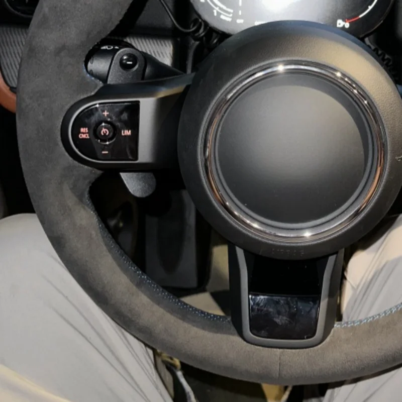 Braid Car Steering Wheel Cover Wrap Hand Sewing Anti-Slip Comfortable Suede Leather For Mini Clubman F54 F57 Cabrio F60 Electric