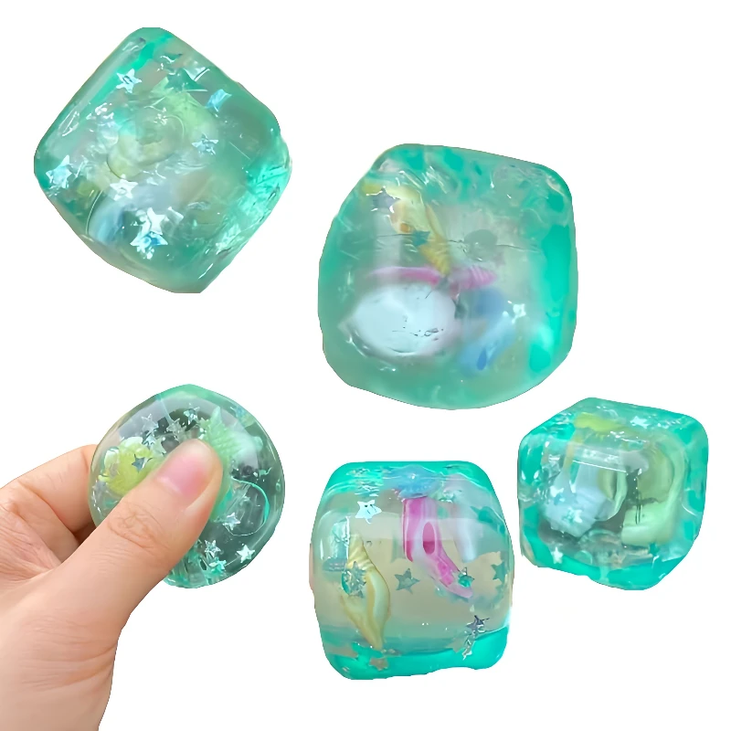 Soft Squishy Ocean Ice Cube Fidget Toys Stress Relief Ball for Adults Anxiety Slow Rise Sensory Toys for Autism ADHD Relax Gift
