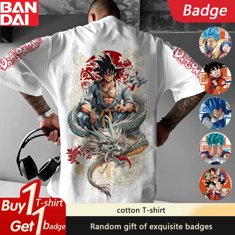 

Dragon Ball Japanese Animation Peripheral GOKU Summer Short Sleeve T-Shirt Loose Men's and Women's Cotton T-Shirt Ins