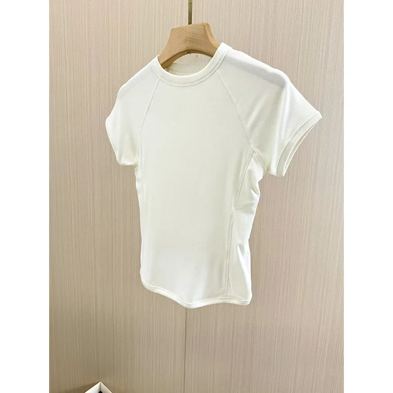 Shenzhen Nanfu Women's Clothing Wholesale Lulu Same Style Modal Short Sleeve T-Shirt Summer New Waist-Fitted Slims Smooths Your