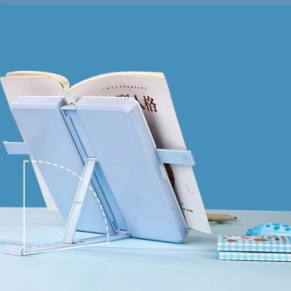 Multifunctional Reading Stand Pencil Case Large Capacity Double-Layer Bookshelf Pencil Case Adjustable Angles Foldable