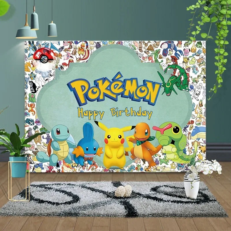 

Cutomize Pokemon Pikachu Charmander Squirtle Bulbasaur Backdrop Kids Birthday Party Decoration Latex Balloons Baby Shower Toys